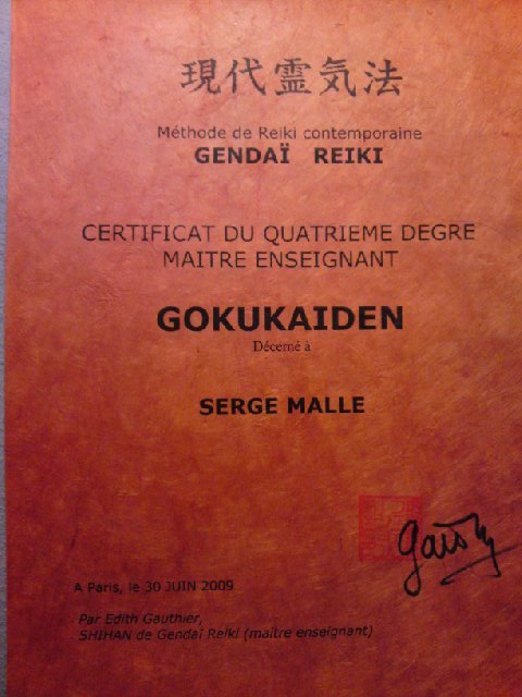 diplome reiki maitre enseignant